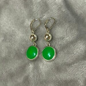 Swarovski - Silver and Green Dangle Earrings